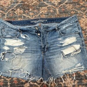 American Eagle Outfitters Women's Ripped Blue Jean Shorts size 16